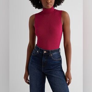 NWT Express Silky Soft Fitted Ribbed Mock Neck Sweater Tank